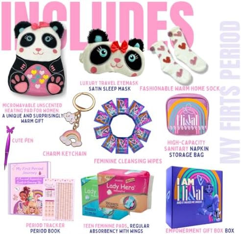 First Period Kit Gift for Girls 9–12 | Period Starter Kit for Tweens & Teens | Pads, Wipes & Confidence Essentials | First Period Gift Box with Discreet Bag (Panda)