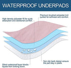 Waterproof Mattress Pad, Incontinence Bed Pads Washable, Slip Resistant Washable Underpads (52"x34"), Absorbent Reusable Protector for Bedwetting, Children, Pets, Seniors, Pink