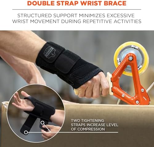 Ergodyne ProFlex 4015 Wrist Brace, Splint Open Stay for Structured Wrist Support, Adjustable Double Strap
