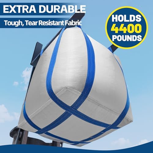 FIBC Bulk Bags,Holds up to 4400 lbs Construction Bags Heavy Duty,210-Gallon Woven Polypropylene Dumpster Bag for Industry Agriculture and Construction,Sealable Top