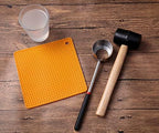 Coconut Opener Tool Set, Food Grade Stainless Steel Coco Opener Kit for Coconut Young & Mature, Coconut Shell Puncher Knife, Rubber Hammer with Wood Handle, Silicone Mat Shockproof