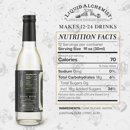 Liquid Alchemist Simple Syrup for Cocktails - Real Ingredients Make our Simple Sugar Syrup the Perfect Old Fashioned Mix - Our Drink Mix is Non-GMO Gluten Free & Vegan (12.7 oz)