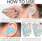 18 Pairs Reusable Silicone Ear Plugs Sleeping Moldable Soft Noise Cancelling Earplugs Sound Blocking Ear Plugs for Swimming, Travel, Snoring, Concerts(Blue, Orange, Rose Red)