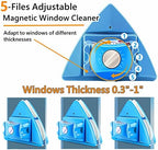 Double-Sided Window Cleaner Glass Wiper Magnetic Cleaning Tools, 5-Gears Adjustable Magnetic Glider Washing Brush Tools, for High-Rise Double Thick Glazed Windows Thickness 0.3"-1" (Blue)