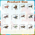 AUGSUN 36 Pack Horse Racing Cupcake Toppers with 12 Unique Designs, Premium Derby Party Decorations for Cakes and Desserts