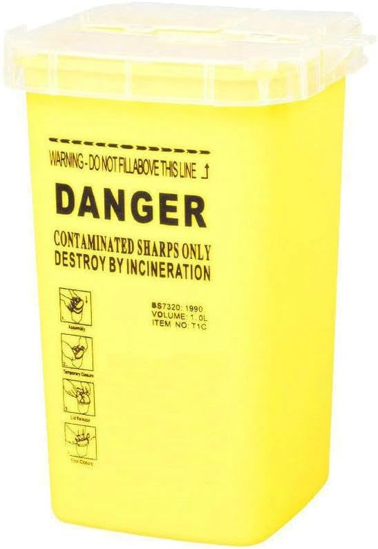 Portable Sharps Container for Beauty Salon,Needle Disposal Bin for Professional Labs and Home Use,Small Containers for Outdoor (Yellow)