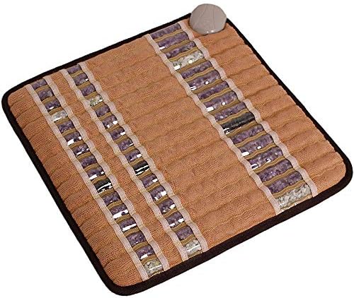 Isabella- Far Infrared Amethyst Jade Obsidian Crystal Stone Tan Mat (18" L x 18" W) - Negative Ion - Adjustable Temperature - Heating Pad