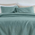 Chezmoi Collection Austin 3-piece Oversized Bedspread Coverlet Set (Queen, Spa Blue) | Oversized, Lightweight, Fade Resistant