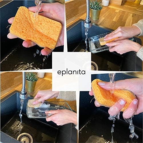 eplanita Natural Plant Based Scrub Sponges (12 Pack), Non-Scratch, Biodegradable Eco Scourers for Kitchen and Bathroom