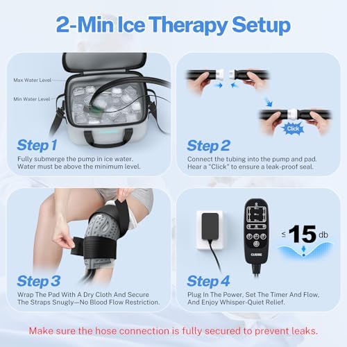CUEME Cold Therapy Machine with Programmable Timer, Ice Machine for Knee After Surgery, Knee Replacement Recovery System, Cryotherapy Pain Relief, w/Compression Pad for Shoulder, Hip, Ankle and Foot