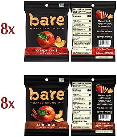 Bare Baked Crunchy, Apples Fuji & Reds and Cinnamon Variety Pack, 0.53 Ounce (Pack of 16)