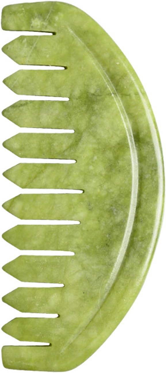 TEONEI Jade Head Massage Comb - Natural Jade Stone Scalp Massager (3.14x1.57x0.16 inch)