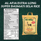 Al Afia Basmati Sela Rice Supreme Quality Extra Long Super Basmati Sela Rice, 10 lb (4.54 kg), Non GMO, Extra Long Basmati Rice, Vegan, Gluten Free, BPA Free, Zip Lock Bag, Dried Grains, Fresh White Rice