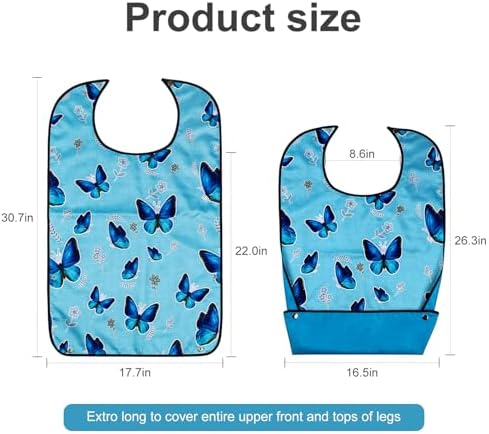VOPHIA Adult Bibs for Women Washable Bib Reusable Waterproof Clothing Protector with Optional Crumb Catcher