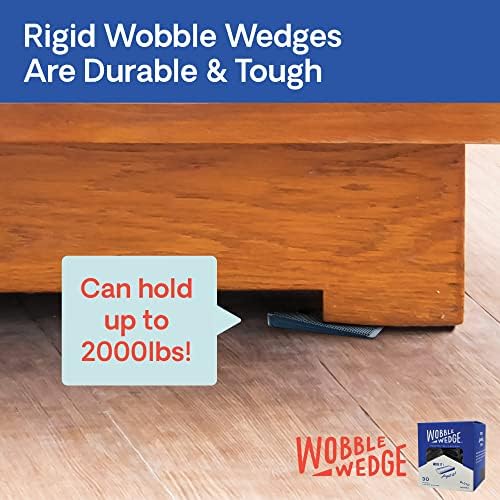 Wobble Wedges Rigid Plastic Shims, Multi-Purpose Shim Wedges for Home Improvement & Work - Plastic Wedge for Table, Toilet, Furniture Levelers & Leveling Feet, Made in USA, Black, 30Pack