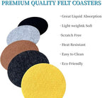 10 Pcs Felt Coasters with Holder, Coasters for Drinks Absorbent, Cup Mat Desk Coaster for Drinks Bar Home Coffee Table Decor Heat Resistant Tabletop Protection, 4Inch (Yellow)