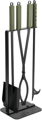 Stanbroil 3Pcs Fire Pit Tools Set, 28" Fire Poker and Fire Log Tongs Shovel, Wrought Iron Large Fireplace Tools Set with Metal Base and Rubber Handle for Campfire Bonfire