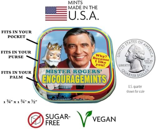The Unemployed Philosophers Guild Mister Rogers' EncourageMints Breath Mints, 1 Tin, Net Wt .4oz (12g)