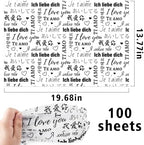 MR FIVE 100 Sheets Black I Love You Tissue Paper Bulk,14" x 20",White with Black Multi-Language Design Tissue Paper for Gift Bags Birthday,Valentine's,Mother's Day,Weddings
