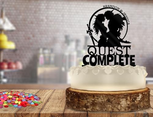 Gamer Wedding Cake Topper - Quest Complete - Dungeons and Dragons Weddings