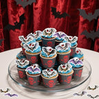 54PCS Edible Halloween Bat Cupcake Toppers Wafer Paper Bat Cupcake Toppers Spooky Bat Cupcake Picks for Halloween Theme Party Birthday Baby Shower Decor Supplies