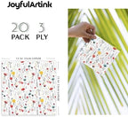 Premium Designer Paper Napkins, 3-Ply 6.5 x 6.5-inches Fold Disposable Decorative Lunch Dinner Napkin (01-1.Fresh Bouquet Floral 20-Count, 6.5"x6.5",Luncheon Size)