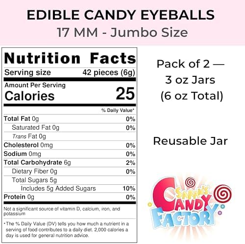 Edible Candy Eyeballs, 17 mm Size, 3 Oz Pack of 2 (Total 6 Oz), Perfect for Decorating Cookies, Cupcakes, Cakes, Holiday Treats, Kosher