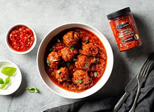Tuscanini Premium Chopped Calabrian Chili Peppers In Olive Oil, 9.2oz, Just 3 ingredients, All Natural, Nothing Artificial, Product of Italy, Kosher