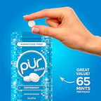 PUR Mints | Aspartame Free Breath Mints | Made with Xylitol | Sugar Free, Vegan, Gluten Free | Natural Peppermint Flavor | 65 Pieces in Re-Sealable pouch (Pack of 1)