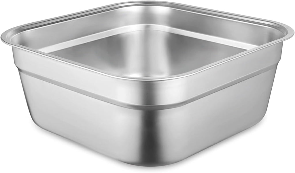 yeesport Stainless Steel Washing Up Bowl, Multi-Purpose Dish Tub for Sink, Large Square Container for Kitchen, Vegetable Washing Basin, Durable Dishpan for Home