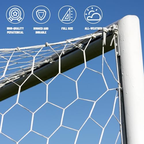 Soccer Goal Nets, Football Net Sports Replacement Post Net for 6' x 4', 8' x 6', 12' x 6't, 24' x 8' Soccer Goals - Not Include Posts