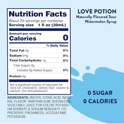 Jordan's Skinny Mixes Sugar Free Syrup, Sour Watermelon, Fruit Flavored Water Enhancer, Drink Mix for Iced Tea, Lemonade, Drinks, Low Calorie Water Flavoring, Dairy & Gluten Free, Kosher, 25.4 Fl Oz