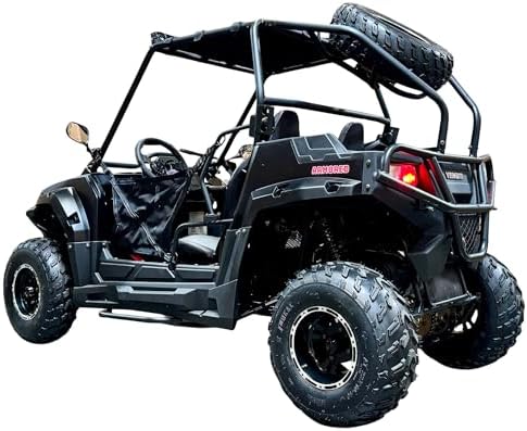 Armored UTV SSR 170RS Utility Vehicle, 2-Seater, 200cc Automatic + Reverse with Cargo Bed LED Headlights Spare Wheel, DF200GKV Work Truck Backyard Use On The Farm (Black)
