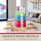 Broadway Basketeers Birthday Gift Basket Tower - Birthday Snack Box with Sweet and Savory Treats for Men, Women, & Kids