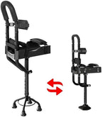 Adjustable Hands Free Crutch, Telescopic Single Leg Walking Aid, Medical Mobility Support for Ankle Fracture, Injury, Disabled & Elderly