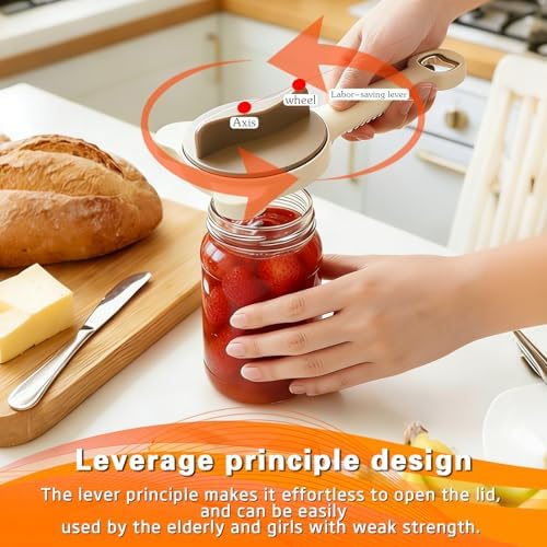 Stainless Steel Jar Opener for Seniors with Weak Hands, Manual Bottle and Can Lid Opener Gripper, Heavy Duty Kitchen Gadget for Mason Jars & Glass Bottles, Non-Slip Grip