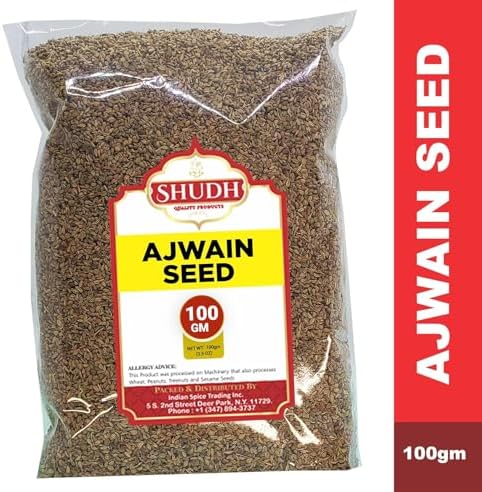 SHUDH Ajwain Seeds (Carom Bishops Seed) Spice Whole 3.5oz (100g) ~ Natural | Vegan | Gluten Friendly | NON-GMO | Indian Origin