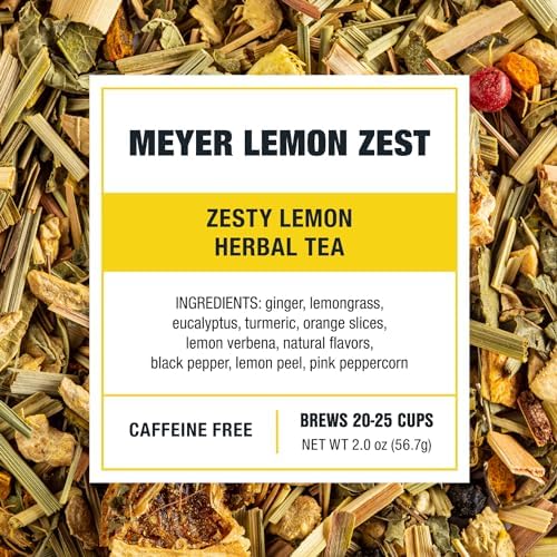 Tiesta Tea - Meyer Lemon Zest, Loose Leaf, Zesty Lemon Herbal Tea, Premium Caffeine-Free Blend, Makes Hot or Iced & Up to 25 Cups, 2oz Resealable Pouch