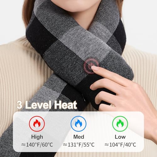 Heated Scarf for Women & Men - Rechargeable Electric Heating Scarf, 4000mAh Power Bank Included, Neck Warmer