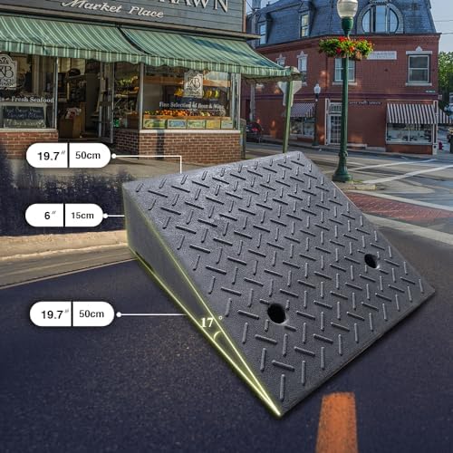 2 Pack Driveway Curb for Ramps, Portable Heavy Duty Rubber Shed, Suitable for Cars, Bicycles, Motorcycles, Wheelchairs, Lawn Mowers, Mobile Pets (19.7 x 19.7 x 6 Inch)