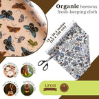 Moukeren 3 Rolls Beeswax Wraps for Food Assorted 13 x 40" Cut to Size Reusable Beeswax Food Wrap Organic Cotton Sustainable Wax Paper Wrappers Plastic Silicone Free for Bread Cheese(Butterfly)