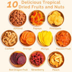 Dried Fruit Gift Basket – 10 Tropical Flavor Mothers Day Gifts for Mom | Dried Fruit Basket Gift - Soft Dried Fruit and Nuts Gift Basket - Fruit Baskets for Delivery | Food Gift Baskets for Women Tray