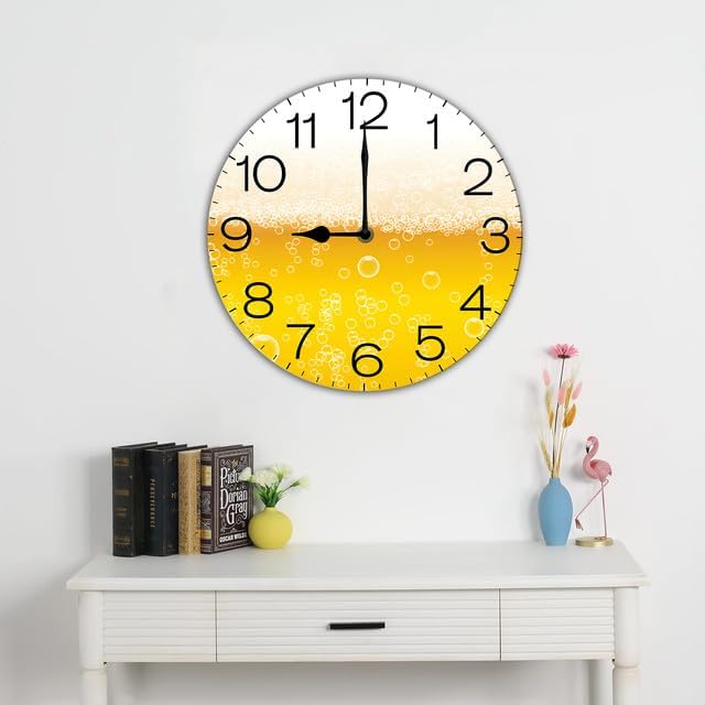 Beer Wall Clock Funny Beer Clock for Man, Farmhouse Wall Clock for Man Cave Garage, Man Gift Clock, Silent Non Ticking Battery Operated Clock for Man Bedroom 10"x10"