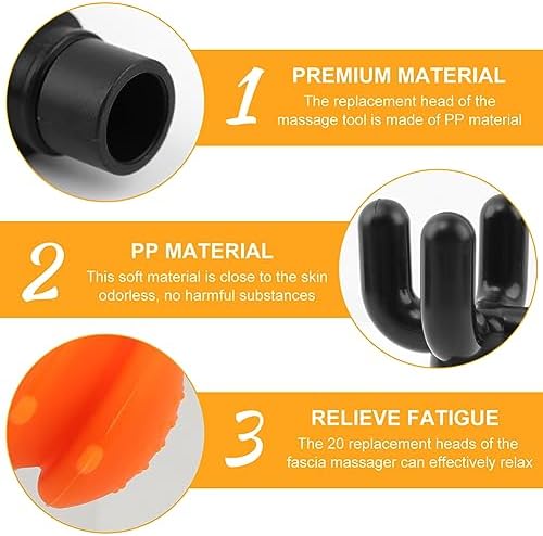 Massage Gu-n Attachments, 20pcs Relaxation Massager Heads with 2pcs Drawstring Bag Different Massager Heads to Meet Different Needs for Deep Tissue Percussion Plug and Play(Black)