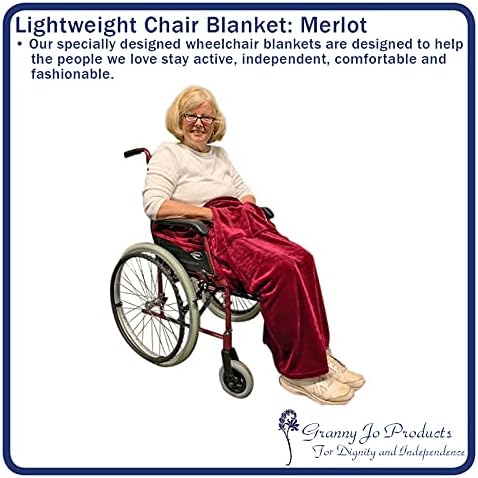 Granny Jo Products Lightweight Wheelchair Blanket, Warm Fleece, with Pockets (Merlot)