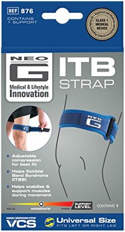 Neo-G ITB Band - Knee Strap For ITBS Iliotibial Band Friction Syndrom, Jumpers Knee, Tendonitis, Joint Pain, Tendon Overuse - Adjustable Compression Support - Class 1 Medical Device - One Size
