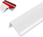Stair Nosing 72in Anti-Slip Edge Protector - Vinyl Rubber, Waterproof Self-Adhesive Stair Edging for Outdoor & Indoor White