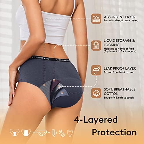 Women's High Absorbency Period Cotton Underwear Heavy Flow Leakproof Panties Washable Incontinence Briefs Multipack