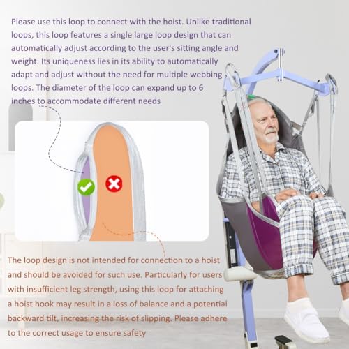 Patient Lift Sling,Divided Leg Sling with Low or High Back, Lift Sling for Transfer and Positioning and Lifting, 500lb Weight Capacity (Small-High Back)