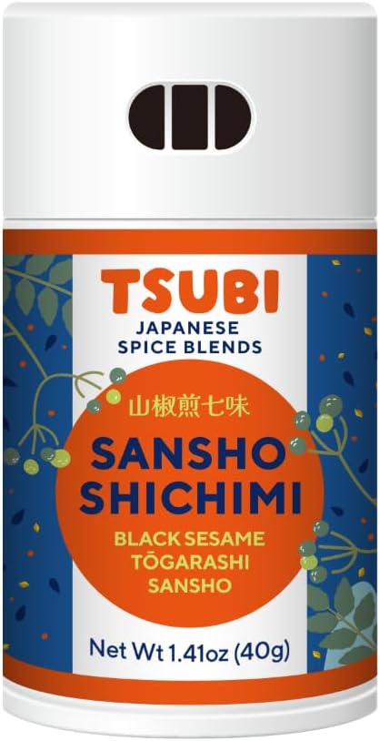 Tsubi Japanese Spice Blends - Sansho Shichimi - Black Sesame Togarashi Sansho - 1 container - 40g